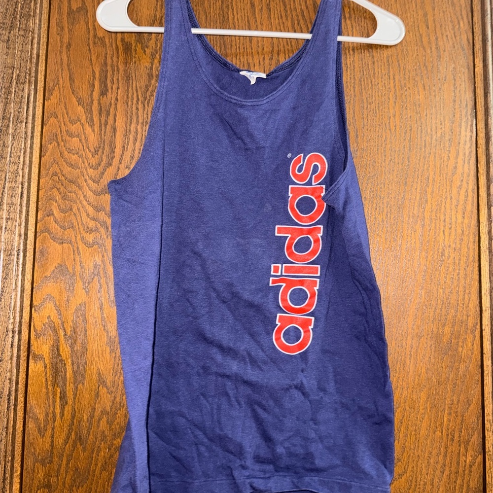 OG Adidas Navy Tank with Vibrant Red Logo